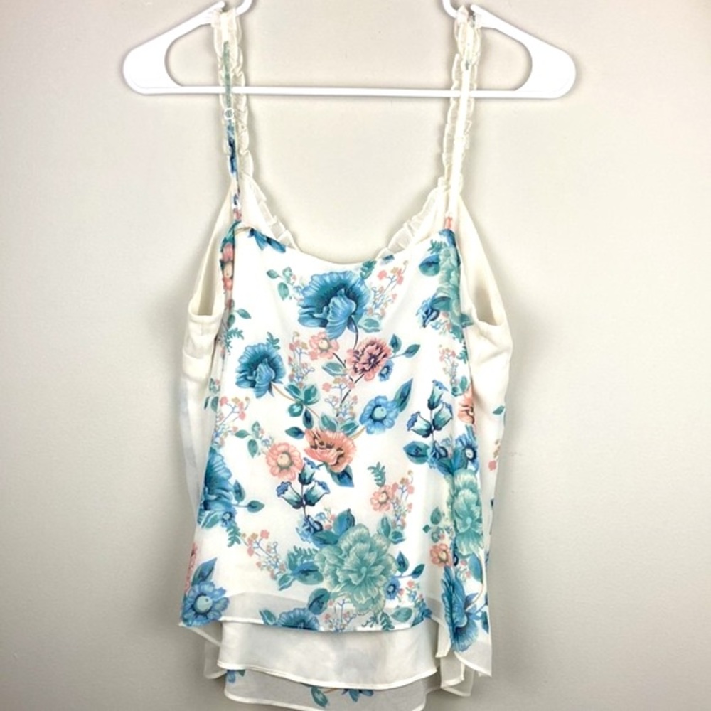White House Black Marker Tank Top Professional Blouse w/ Flower Details - Picture 2 of 6